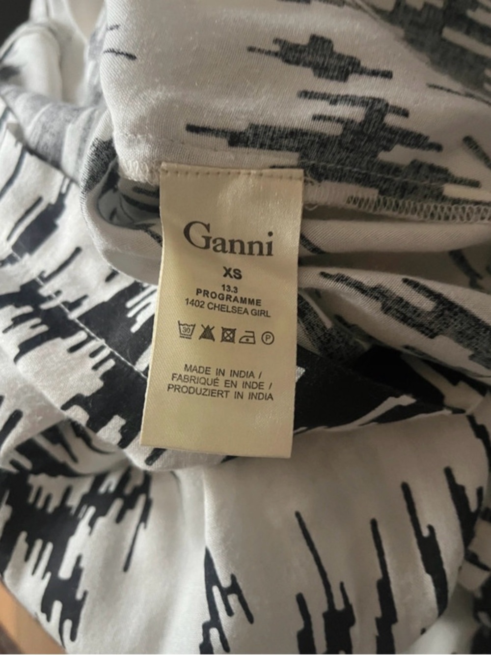 Ganni Black and White Abstract Print Mini Dress with Peter Collar - Picture 8 of 8